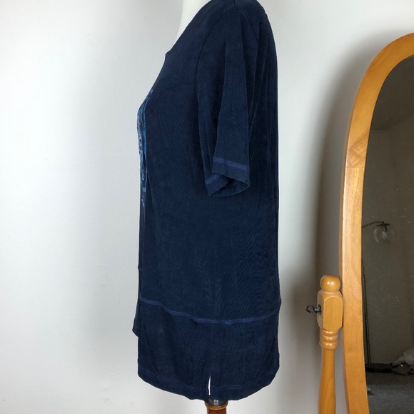 Knit Tee Abstract Graphic Navy Blue Size 8 Medium - Picture 5 of 10